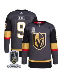 Men's Vegas Golden Knights #9 Jack Eichel Gray 2023 Stanley Cup Champions Stitched Jersey