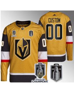 Men's Vegas Golden Knights Active Player Custom Gold 2023 Stanley Cup Final And Champions Patch Stitched Jersey