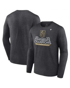 Men's Vegas Golden Knights Heather Charcoal 2023 Western Conference Champions Locker Room Long Sleeve T-Shirt