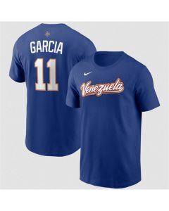 Men's Venezuela Baseball #11 Maikel Garcia Royal Name & Number T-Shirt