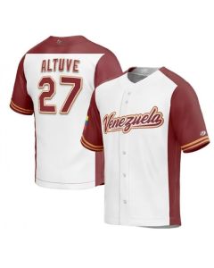 Men's Venezuela Baseball #27 Jose Altuve 2023 White World Baseball Classic Stitched Jersey (White)