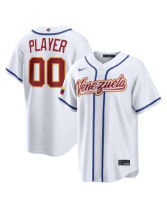 Men's Venezuela Baseball Custom White 2026 World Baseball Classic Home Jersey (White)
