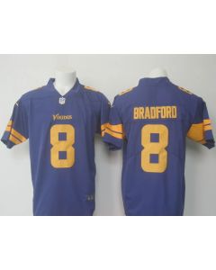 Men's Vikings #8 Sam Bradford Purple Limited Rush Stitched NFL Jersey