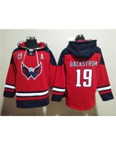 Men's Washington Capitals #19 Nicklas Backstrom Red Ageless Must-Have Lace-Up Pullover Hoodie