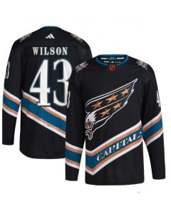 Men's Washington Capitals #43 Tom Wilson Black 2022-23 Reverse Retro Stitched Jersey