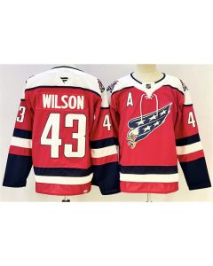 Men's Washington Capitals #43 Tom Wilson Red With A Patch Stitched Hockey Premium Jersey
