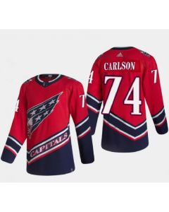 Men's Washington Capitals #74 John Carlson 2021 Red Reverse Retro Stitched Jersey
