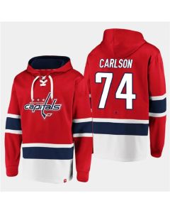 Men's Washington Capitals #74 John Carlson Red All Stitched Sweatshirt Hoodie