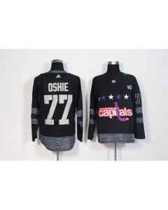 Men's Washington Capitals #77 T.J Oshie Black 1917-2017 100th Anniversary Stitched NHL Jersey
