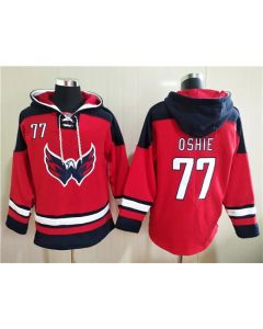 Men's Washington Capitals #77 T.J. Oshie Red Ageless Must-Have Lace-Up Pullover Hoodie