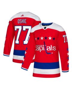Men's Washington Capitals #77 TJ Oshie Red Stitched NHL Jersey