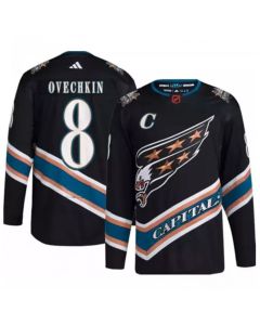 Men's Washington Capitals #8 Alex Ovechkin Black 2022-23 Reverse Retro Stitched Jersey