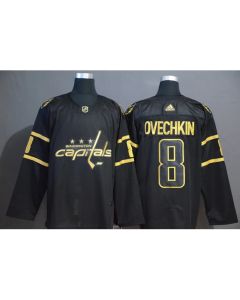 Men's Washington Capitals #8 Alex Ovechkin Black Golden Stitched NHL Jersey