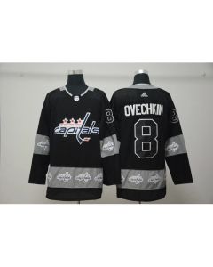 Men's Washington Capitals #8 Alex Ovechkin Black Team Logo Stitched NHL Jersey