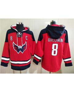 Men's Washington Capitals #8 Alex Ovechkin Red Ageless Must-Have Lace-Up Pullover Hoodie (Red)