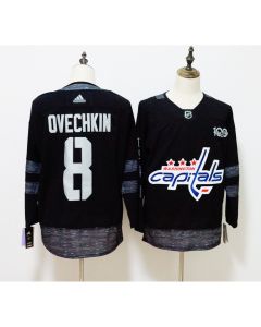 Men's Washington Capitals #8 Alexander Ovechkin Black 1917-2017 100th Anniversary Jersey