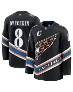 Men's Washington Capitals #8 Alexander Ovechkin Black 2024-25 Alternate Stitched Hockey Premium Jersey