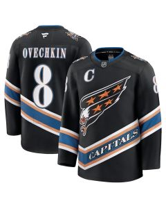 Men's Washington Capitals #8 Alexander Ovechkin Black Alternate 50th Anniversary Premium Jersey