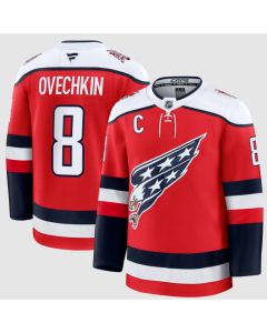 Men's Washington Capitals #8 Alexander Ovechkin Red 2025-26 With C Patch Alternate Stitched Hockey Premium Jersey