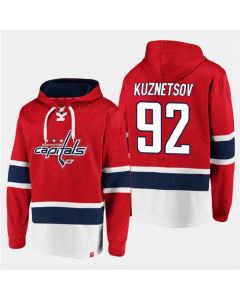 Men's Washington Capitals #92 Evgeny Kuznetsov Red All Stitched Sweatshirt Hoodie