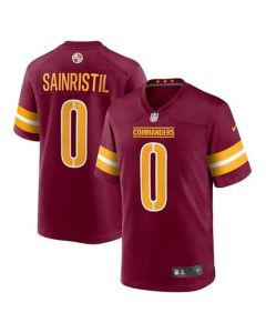Men's Washington Commanders #0 Mike Sainristil Burgundy Game Jersey (Burgundy)