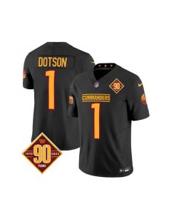 Men's Washington Commanders #1 Jahan Dotson Black 2023 F.U.S.E. 90th Anniversary Vapor Limited Stitched Football Jersey
