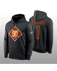 Men's Washington Commanders #1 Jahan Dotson Black 90th Anniversary Performance Pullover Hoodie