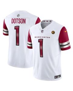Men's Washington Commanders #1 Jahan Dotson White 2023 F.U.S.E. With John Madden Patch Vapor Limited Stitched Football Jersey
