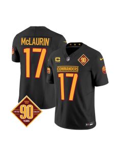 Men's Washington Commanders #17 Terry McLaurin Black 2023 F.U.S.E. With 4-Star C Patch 90th Anniversary Vapor Limited Stitched Football Jersey