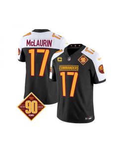 Men's Washington Commanders #17 Terry McLaurin Black/White 2023 F.U.S.E. With 4-Star C Patch 90th Anniversary Vapor Limited Stitched Football Jersey