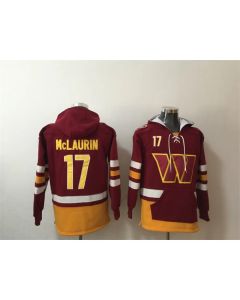 Men's Washington Commanders #17 Terry McLaurin Burgundy Lace-Up Pullover Hoodie