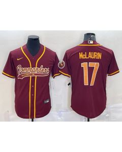 Men's Washington Commanders #17 Terry McLaurin Burgundy With Patch Cool Base Stitched Baseball Jersey
