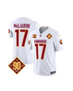 Men's Washington Commanders #17 Terry McLaurin White 2023 F.U.S.E. With 4-Star C Patch 90th Anniversary Vapor Limited Stitched Football Jersey