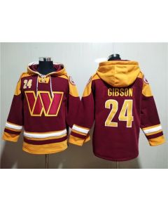 Men's Washington Commanders #24 Antonio Gibson Burgundy Lace-Up Pullover Hoodie