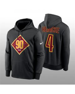 Men's Washington Commanders #4 Taylor Heinicke Black 90th Anniversary Performance Pullover Hoodie