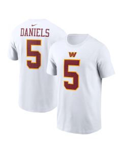 Men's Washington Commanders #5 Jayden Daniels White Player Name & Number T-Shirt