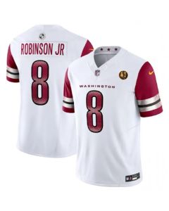 Men's Washington Commanders #8 Brian Robinson Jr. White 2023 F.U.S.E. With John Madden Patch Vapor Limited Stitched Football Jersey