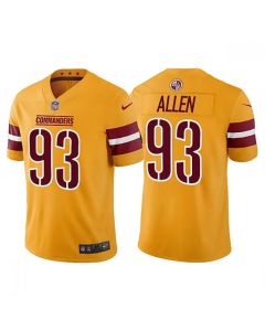 Men's Washington Commanders #93 Jonathan Allen Gold Vapor Untouchable Stitched Football Jersey