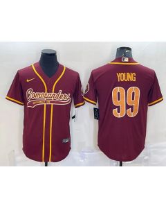 Men's Washington Commanders #99 Chase Young Burgundy With Patch Cool Base Stitched Baseball Jersey