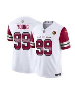 Men's Washington Commanders #99 Chase Young White 2023 F.U.S.E. With John Madden Patch Vapor Limited Stitched Football Jersey