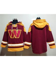 Men's Washington Commanders Blank Burgundy Lace-Up Pullover Hoodie (Burgundy)
