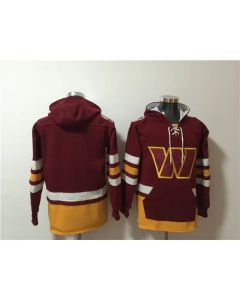 Men's Washington Commanders Blank Burgundy Lace-Up Pullover Hoodie
