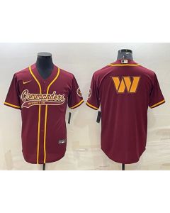 Men's Washington Commanders Burgundy Team Big Logo With Patch Cool Base Stitched Baseball Jersey