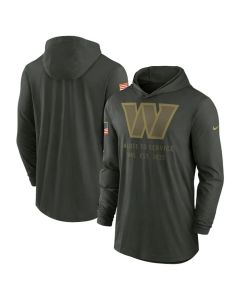 Men's Washington Commanders Forest Green 2025 Salute to Service Sideline Dri-FIT Lightweight Pullover Hoodie (Green Forest)