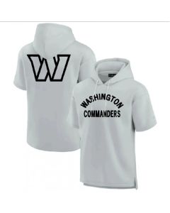 Men's Washington Commanders Gray Super Soft Fleece Short Sleeve Hoodie
