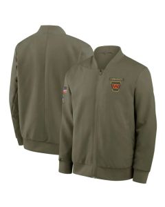 Men's Washington Commanders Olive 2025 Salute to Service Sideline Full-Zip Bomber Jacket (Olive)