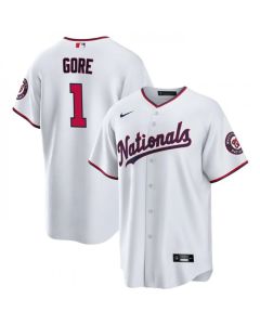 Men's Washington Nationals #1 MacKenzie Gore White Cool Base Stitched Baseball Jersey
