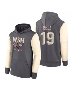Men's Washington Nationals #19 Josh Bell 2022 Grey City Connect Cherry Blossom Print Hoodie