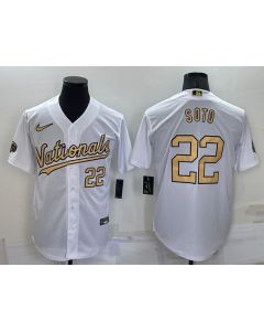Men's Washington Nationals #22 Juan Soto 2022 All-Star White Cool Base Stitched Baseball Jersey (White)