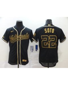 Men's Washington Nationals #22 Juan Soto Black Golden Flex Base Stitched MLB Jersey